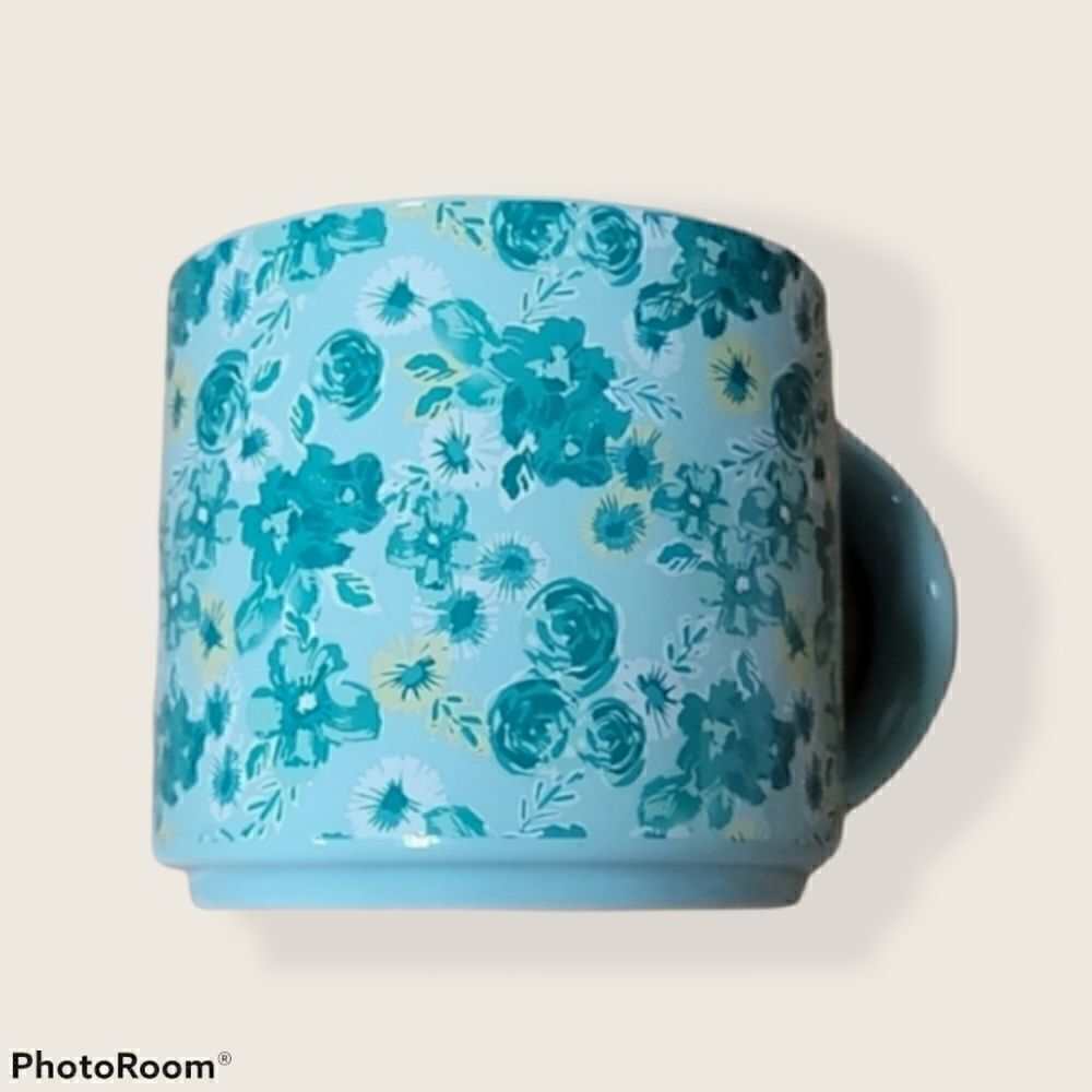 LIFE IS GOOD FLORAL TURQUOISE COFFEE MUG
